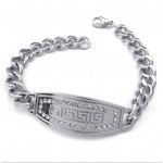 Titanium Diamond Greek Meander Pattern Bracelet