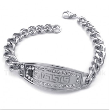 Titanium Diamond Greek Meander Pattern Bracelet