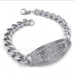 Titanium Diamond Greek Meander Pattern Bracelet