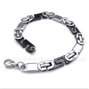 Titanium Greek Meander Pattern Black Bracelet