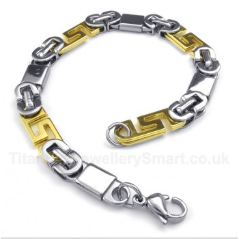 Titanium Gold Greek Meander Pattern Bracelet