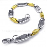 Titanium Gold Cylinder Bracelet