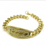 Titanium Gold Diamond Greek Meander Pattern Bracelet