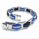 Titanium Blue Black Rubber Bracelet