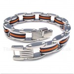 Titanium Orange Black Rubber Bracelet