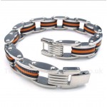 Titanium Orange Black Rubber Bracelet