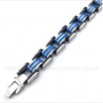 Titanium Blue Black Rubber Bracelet