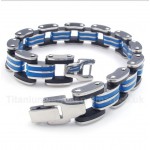 Titanium Blue Black Rubber Bracelet