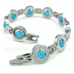 Titanium Blue Round Beads Bracelet