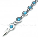 Titanium Blue Round Beads Bracelet