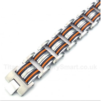 Titanium Orange Black Rubber Bracelet