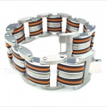 Titanium Orange Black Rubber Bracelet