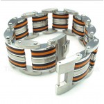 Titanium Orange Black Rubber Bracelet