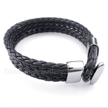 Titanium Black Leather Bracelet