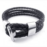 Titanium Black Leather Bracelet