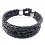 Titanium Black Leather Bracelet