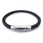 Titanium Black Leather Bracelet