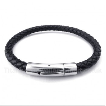 Titanium Black Leather Bracelet