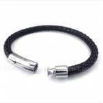 Titanium Black Leather Bracelet