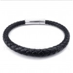 Titanium Black Leather Bracelet