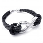 Titanium Infinity Symbol Leather Bracelet