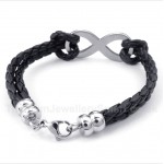 Titanium Infinity Symbol Leather Bracelet