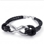 Titanium Infinity Symbol Leather Bracelet