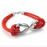 Titanium Infinity Symbol Leather Bracelet