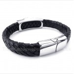 Titanium Lion's Head Leather Bracelet