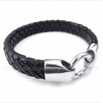 Titanium Black Leather Bracelet