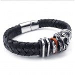 Leather Skull Titanium Bracelet