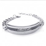 Titanium Black Crystal Mens Couple's Bracelet