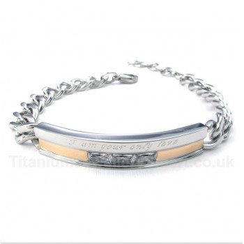 Titanium Crystal Womens Couple's Bracelet