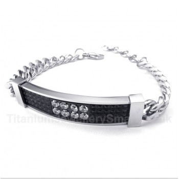 Titanium Black Diamond Mens Couple's Bracelet