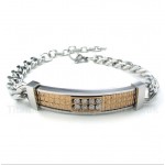 Titanium Gold Diamond Womens Couple's Bracelet