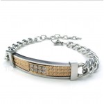 Titanium Gold Diamond Womens Couple's Bracelet