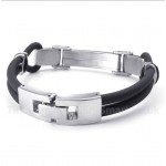 Titanium Cable Leather Bracelet