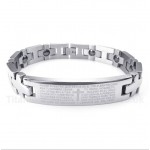 Titanium Cross Bible Verse Magnet Bracelet