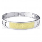 Titanium Cross Gold Bible Verse Bracelet