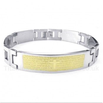 Titanium Cross Gold Bible Verse Bracelet