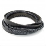 Black Titanium Leather Bracelet