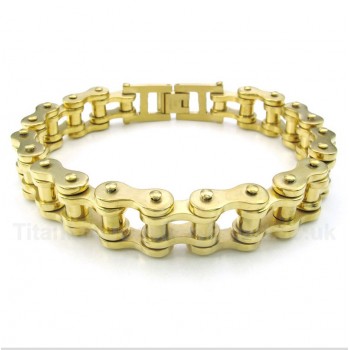 Titanium Gold Bicycle Chain Bracelet