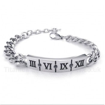 Titanium Roman Numerals Diamond Bracelet