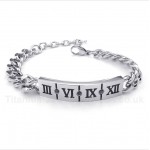 Titanium Roman Numerals Diamond Couple's Bracelet (One Pair)