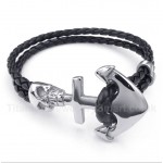 Anchor Leather Titanium Bracelet