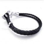 Anchor Leather Titanium Bracelet