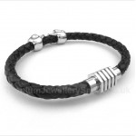 Skull Leather Titanium Bracelet