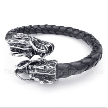 Chinese Dragon Head Leather Bracelet