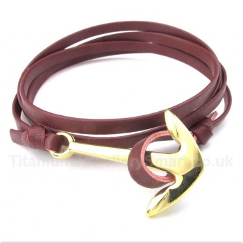 Leather Anchor Titanium Bracelet