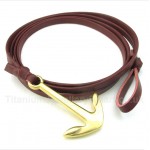 Leather Anchor Titanium Bracelet